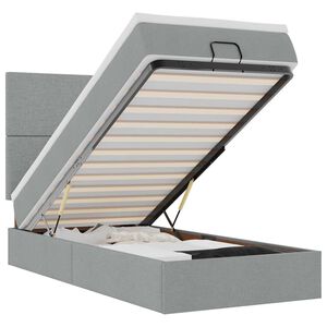 vidaXL Cama otomana con colch&oacute;n gris claro 100x200 cm tela