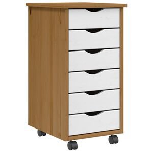 vidaXL Cajonera con ruedas MOSS madera maciza pino marr&oacute;n miel