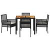 vidaXL Conjunto de Comedor de Jard&iacute;n 5 pcs Negro rat&aacute;n sint&eacute;tico