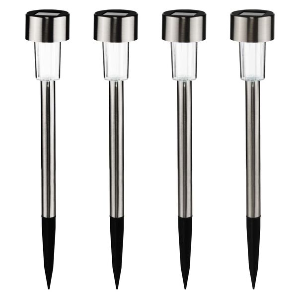 HI L&aacute;mparas solares LED de jard&iacute;n 4 unidades acero inoxidable 36 cm