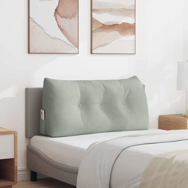 vidaXL Coj&iacute;n de Espalda Gris Claro 100 x 24 x 50 cm Terciopelo