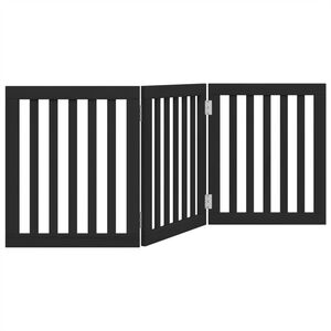 vidaXL Puerta para perros plegable 3 paneles madera &aacute;lamo negra 150 cm