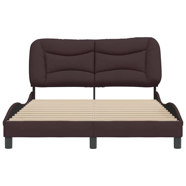 vidaXL Estructura de cama sin colch&oacute;n Hvar tela marr&oacute;n oscuro 140x190 cm