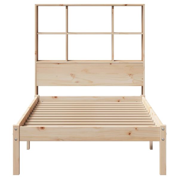vidaXL Cama con estanter&iacute;a sin colch&oacute;n madera maciza de pino 90x190 cm