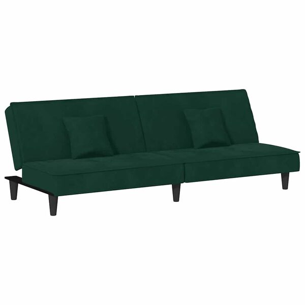 vidaXL Sof&aacute; cama de terciopelo verde oscuro