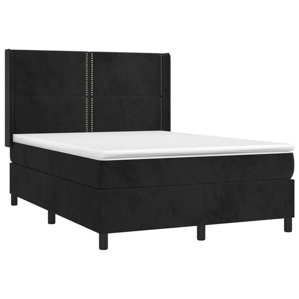 vidaXL Cama box spring con colch&oacute;n terciopelo negro 140x190 cm