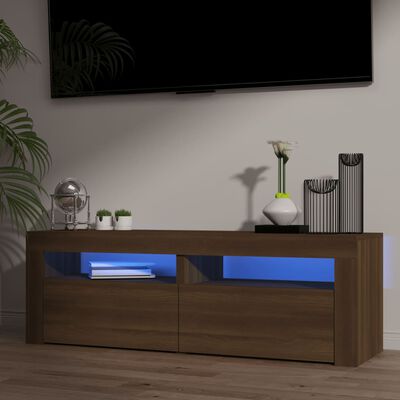vidaXL Mueble de TV con luces LED marrón roble 120x35x40 cm