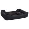 vidaXL Cama de perro felpa apariencia de lino negra 65x50x20 cm