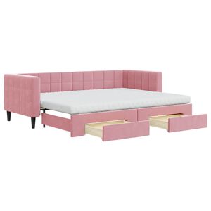 vidaXL Sof&aacute; cama nido con cajones terciopelo rosa 80x200 cm
