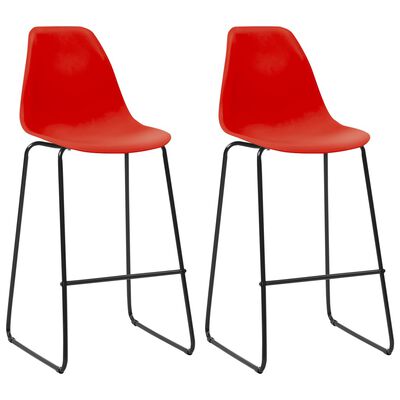 vidaXL Juego de mesa alta y taburetes 3 piezas plástico rojo