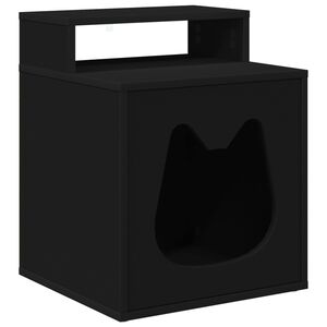 vidaXL Casa para Gatos Negro 42,5 x 40 x 53,5 cm Madera de ingenier&iacute;a