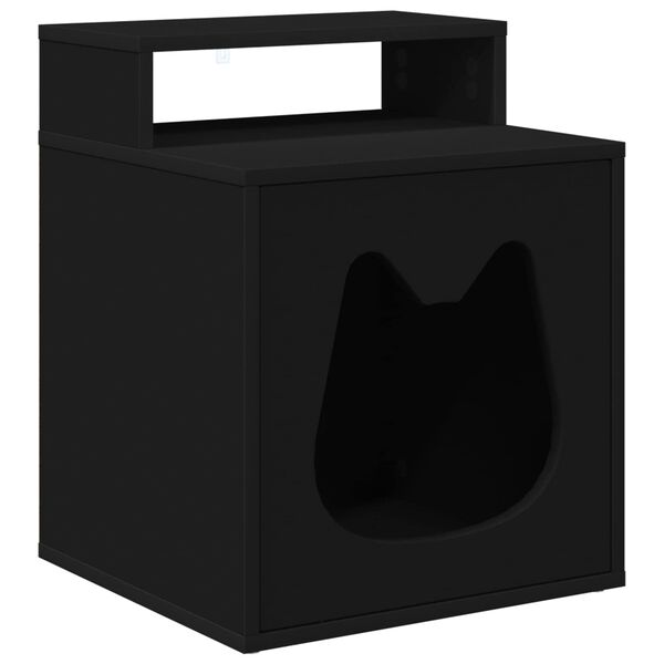 vidaXL Casa para Gatos Negro 42,5 x 40 x 53,5 cm Madera de ingenier&iacute;a