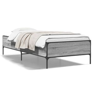 vidaXL Estructura cama madera ingenier&iacute;a metal gris Sonoma 100x200 cm