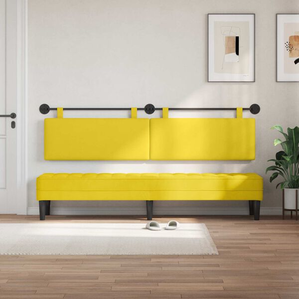 vidaXL Cabecera Colgante Amarillo Claro 210 x 55 x 5 cm Tela de Pana