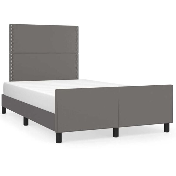 vidaXL Estructura de cama sin colch&oacute;n cuero sint&eacute;tico gris 120x190 cm