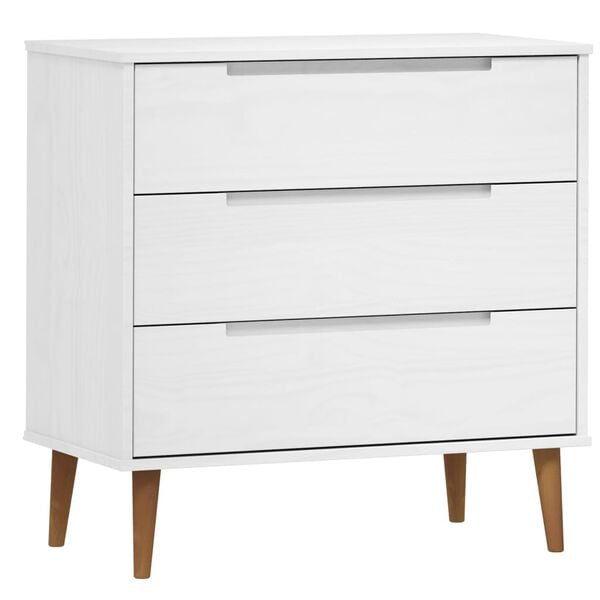 vidaXL Mesita de noche MOLDE madera maciza de pino blanca 80x40x80 cm