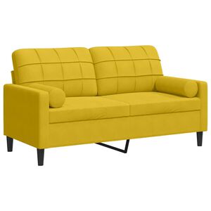 vidaXL Sof&aacute; de 2 plazas con cojines terciopelo amarillo 140 cm