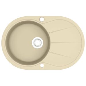 vidaXL Fregadero de cocina de granito con un seno ovalado beige