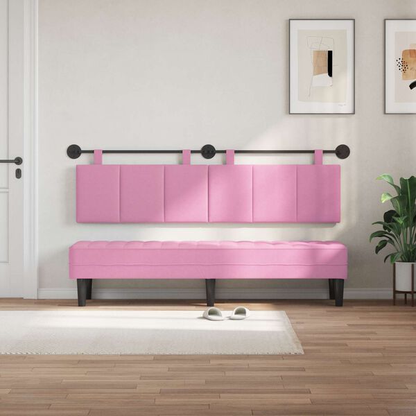 vidaXL Cabecera Colgante Montaje en la pared Rosa 170 x 55 x 5 cm tela
