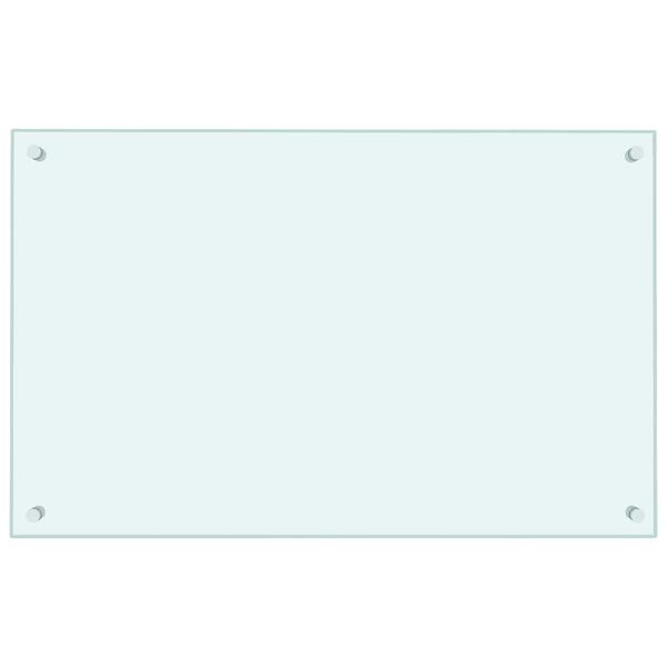 vidaXL Protección salpicaduras cocina vidrio templado blanco 80x50 cm