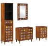 vidaXL Juego de muebles de ba&ntilde;o 4 pcs Nogal Madera de mango maciza