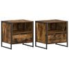 vidaXL Mesa de Noche con caj&oacute;n 2 pcs Roble Humo 50 x 39,5 x 50 cm