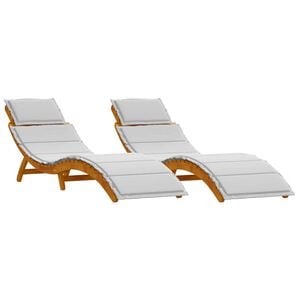 vidaXL Tumbona 2 uds. Madera de Acacia S&oacute;lida Gris Claro