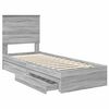 vidaXL Cama con almacenamiento con cabecera Gris Sonoma 75 x 190 cm