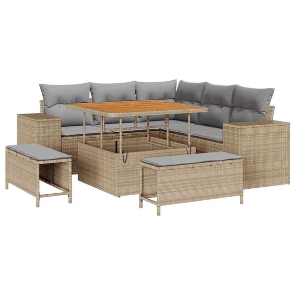 vidaXL Conjunto de sof&aacute; de jard&iacute;n con coj&iacute;n 8 pcs Beige y Gris Claro