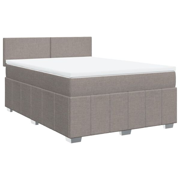 vidaXL Cama box spring con colch&oacute;n tela gris taupe 140x200 cm