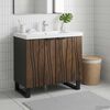 vidaXL Gabinete de Lavabo para Ba&ntilde;o con estante Nogal 62 x 33 x 58 cm