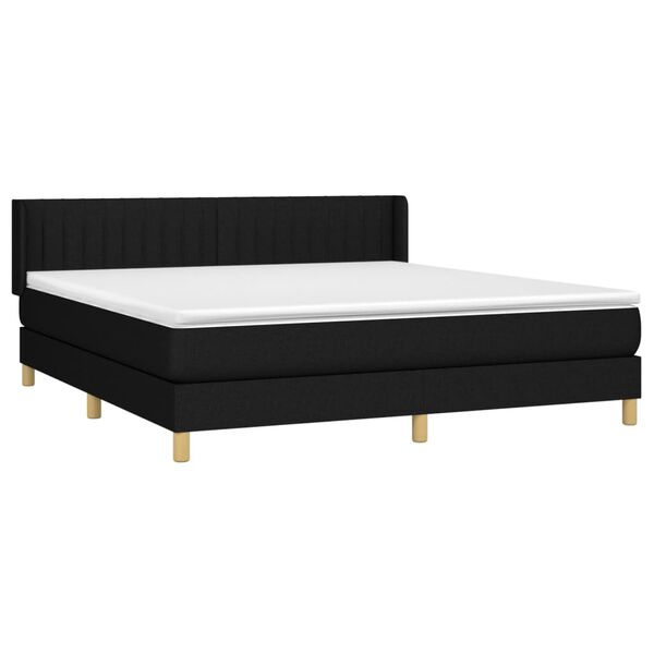 vidaXL Cama box spring con colch&oacute;n tela negro 180x200 cm