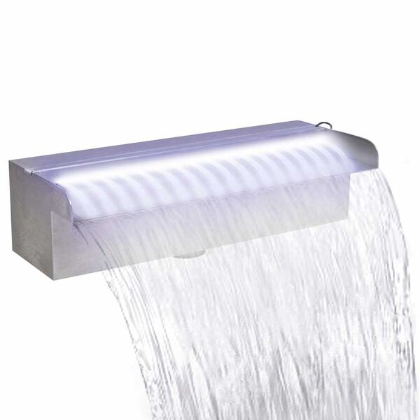 vidaXL Fuente cascada rectangular LED piscina acero inoxidable 30 cm