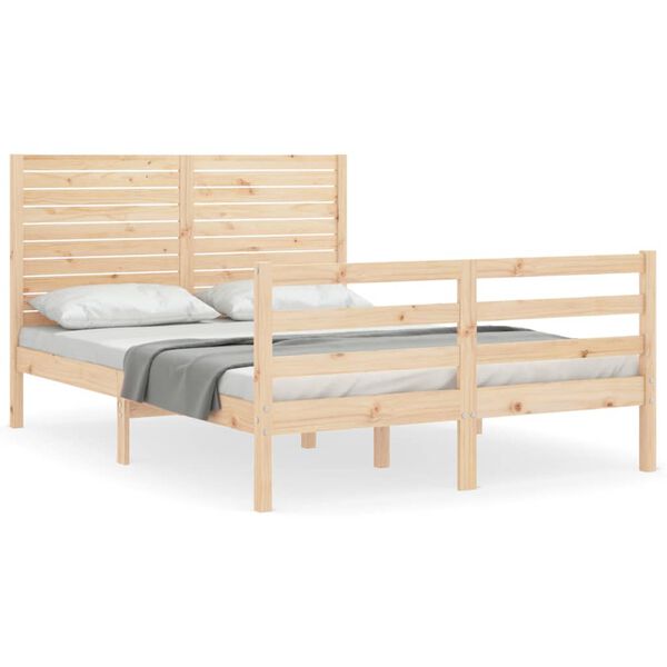 vidaXL Estructura de cama con cabecero madera maciza 140x200 cm