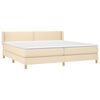 vidaXL Cama box spring con colchón tela color crema 200x200 cm