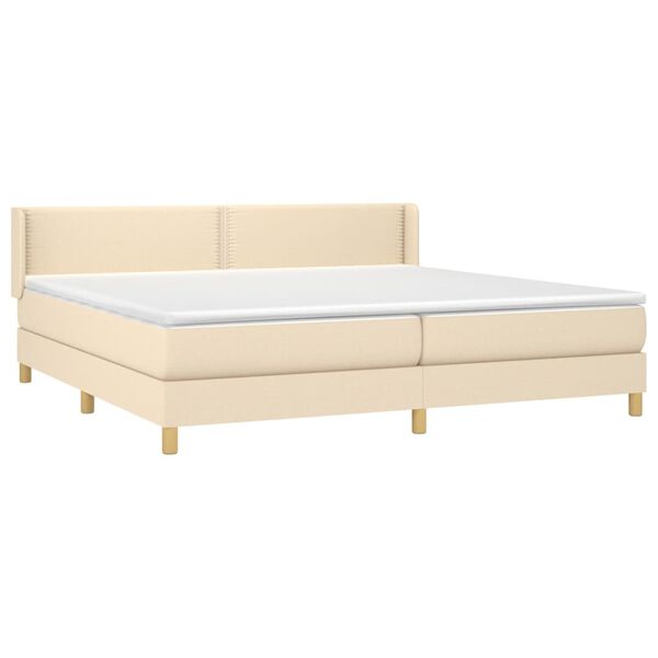 vidaXL Cama box spring con colchón tela color crema 200x200 cm