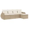 vidaXL Juego de sof&aacute;s jard&iacute;n con cojines 5 pzas rat&aacute;n sint&eacute;tico beige