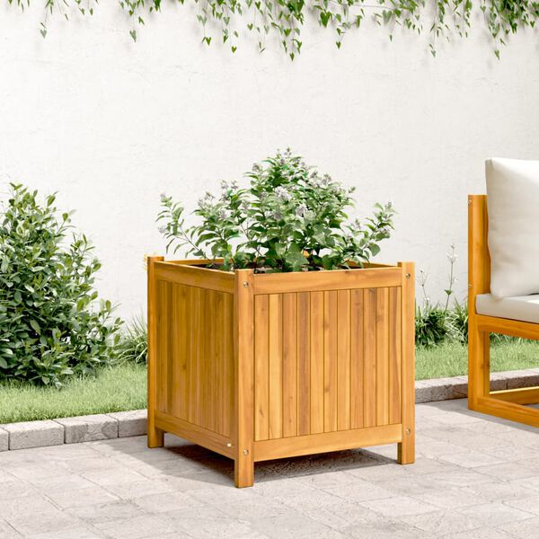 vidaXL Jardinera con forro madera maciza de acacia 50x50x50 cm