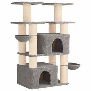 vidaXL &Aacute;rbol para gatos con postes de sisal Gris Claro 147 cm 2 uds.