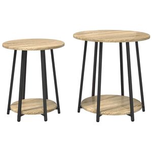 vidaXL Conjunto de mesas auxiliares 2 uds. Roble Sonoma y Negro