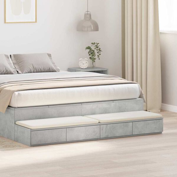 vidaXL Cajones de cama con caj&oacute;n Gris Concreto 140 x 36,5 x 16,5 cm