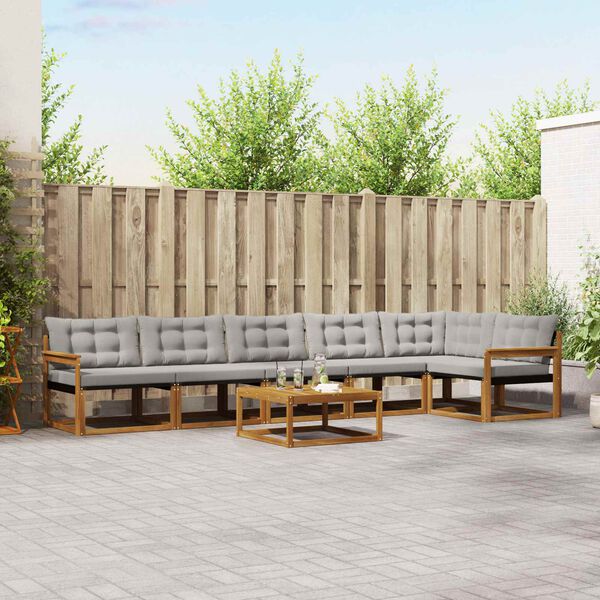 vidaXL Conjunto de sof&aacute;s de exterior 7 pcs Gris Natural y Claro