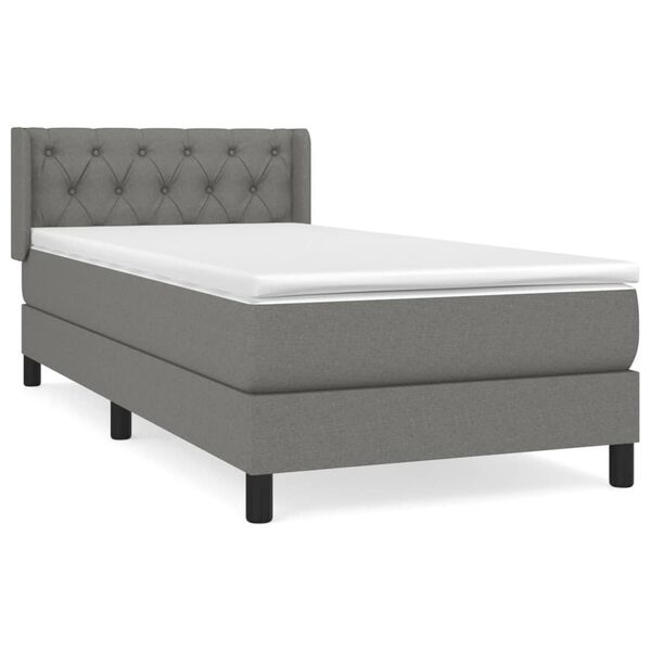 vidaXL Cama box spring con colch&oacute;n tela gris oscuro 80x200 cm