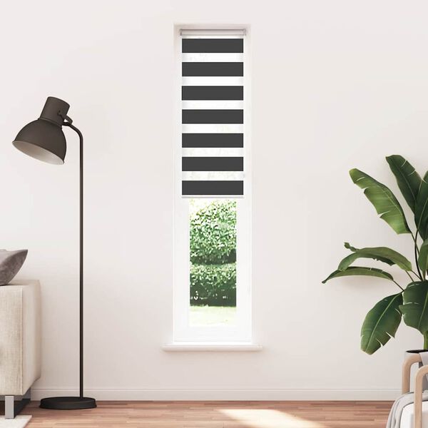 vidaXL Estor cebra negro 50x200 cm tejido ancho 45,9 cm poli&eacute;ster