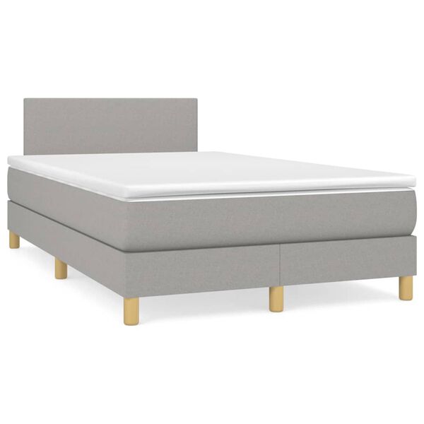 vidaXL Cama box spring con colch&oacute;n tela gris claro 120x200 cm