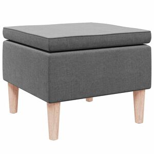 vidaXL Taburete con patas de madera tapizado tejido gris oscuro