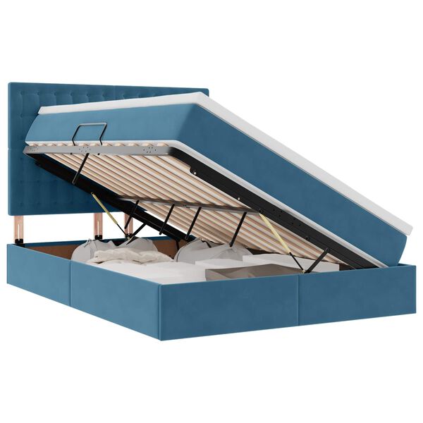 vidaXL Cama con almacenamiento y LED Azul Oscuro 140 x 200 cm
