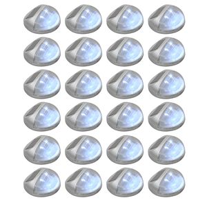 vidaXL L&aacute;mparas solares LED de pared exterior redonda 24 uds plateadas