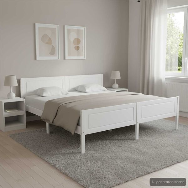vidaXL Estructura de cama sin colch&oacute;n madera de pino blanco 180x200 cm