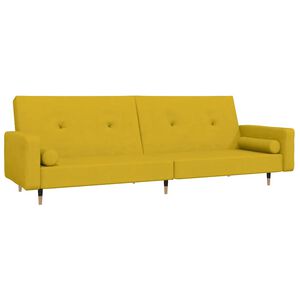 vidaXL Sof&aacute; cama de 2 plazas con dos almohadas terciopelo amarillo